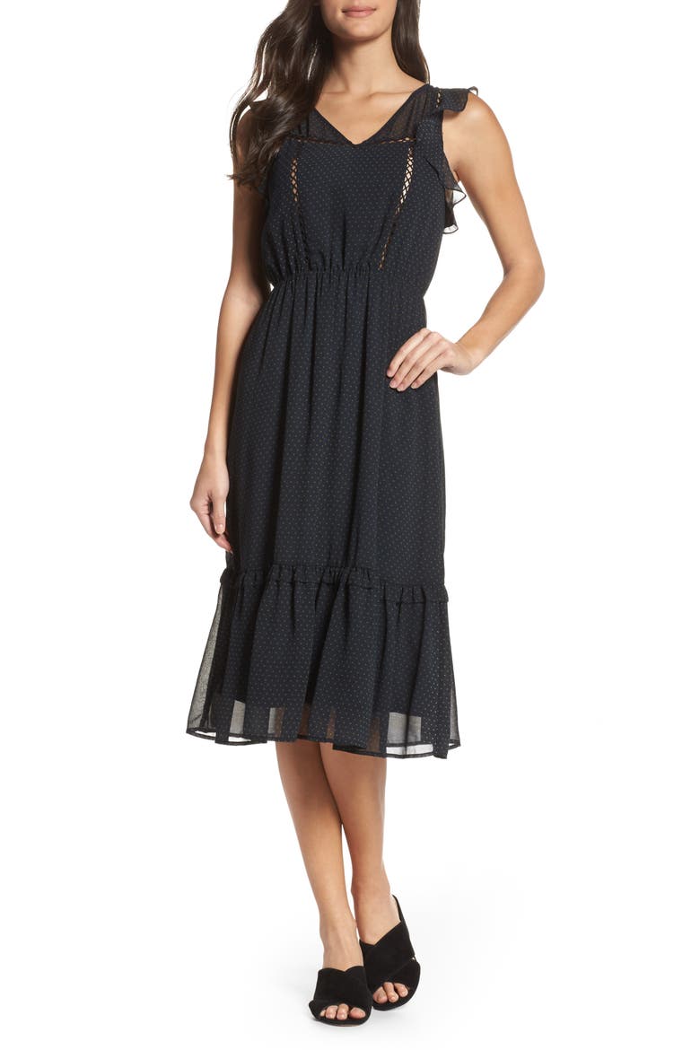 BB Dakota Carra Ruffle A-Line Dress, Main, color, NAVY