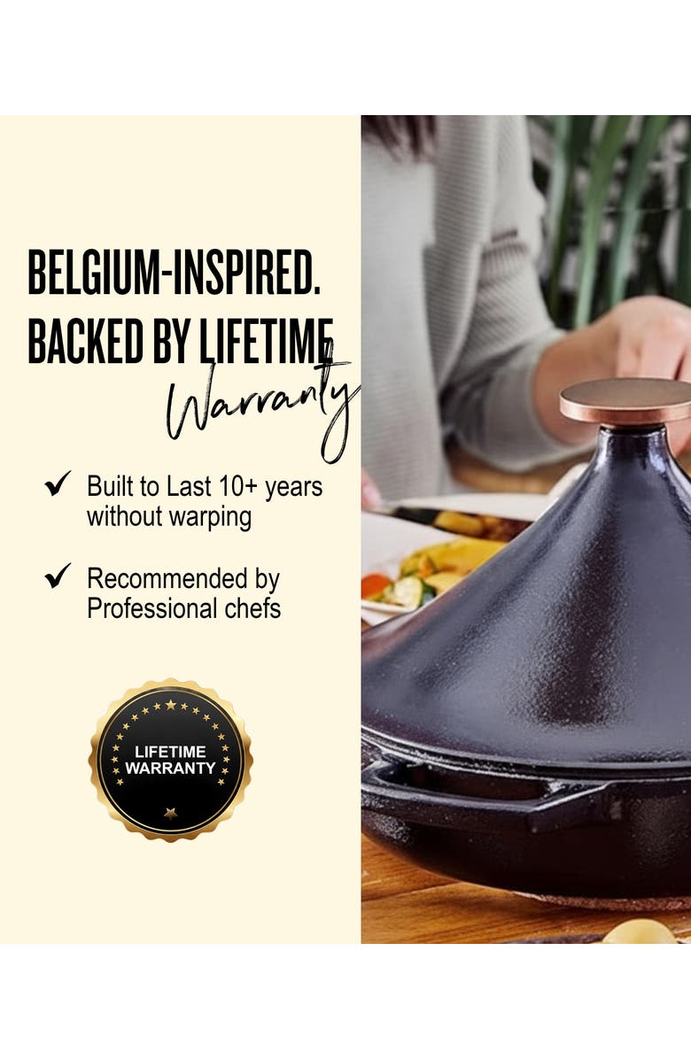 Alva Nori 3Qt Enameled Cast Iron Tagine Pot, Alternate, color, Black