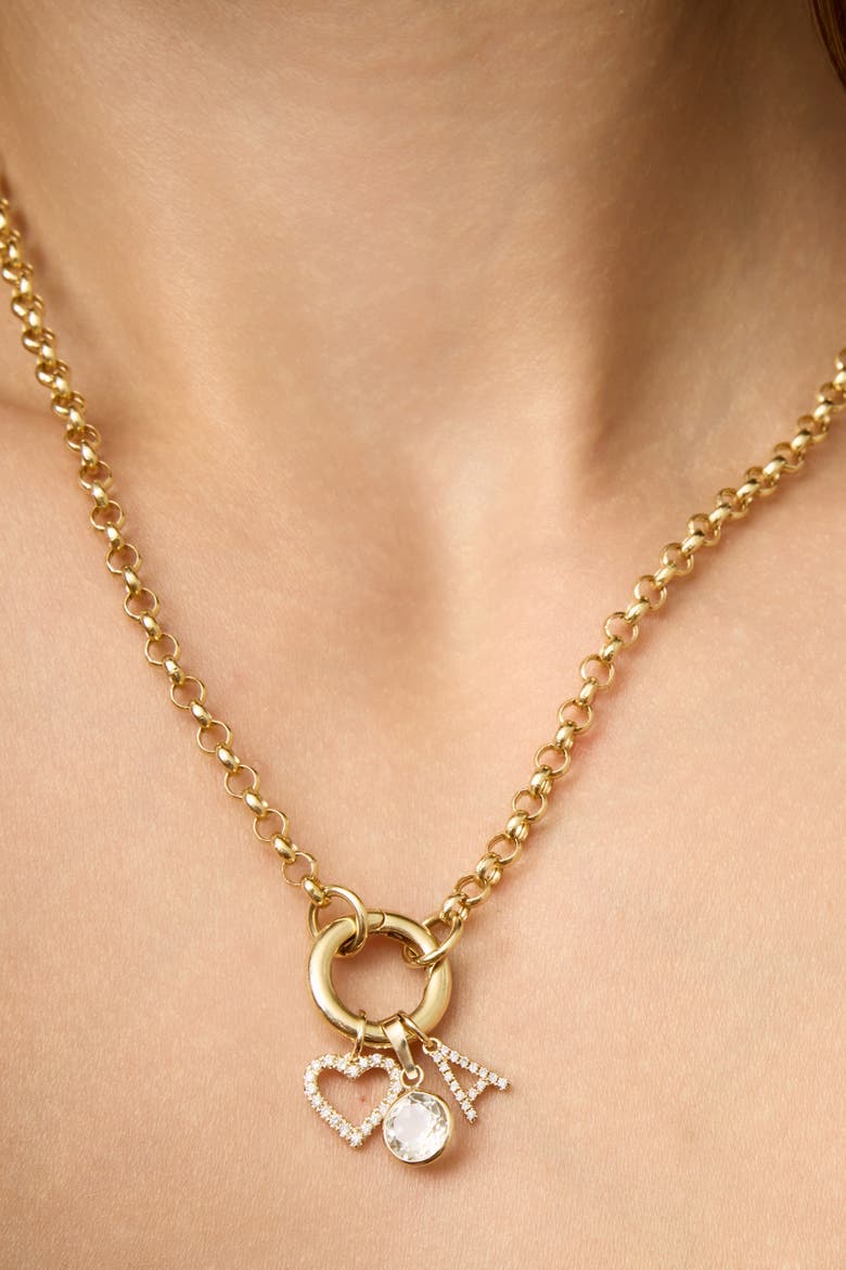 14K Yellow Gold Open Heart Diamond Pendant Charm, 15mm, Alternate, color, Yellow Gold