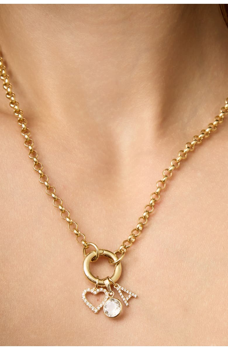 Oradina 14K Yellow Gold Open Heart Diamond Pendant Charm, 15mm, Alternate, color, Yellow Gold