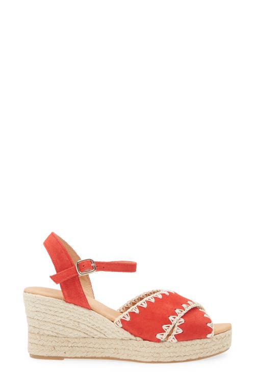 Cordani Ember Ankle Strap Espadrille Platform Wedge Sandal In Red Suede