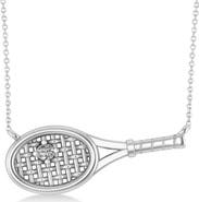ALLUREZ Tennis Racket with Diamond Ball Pendant Necklace 14k