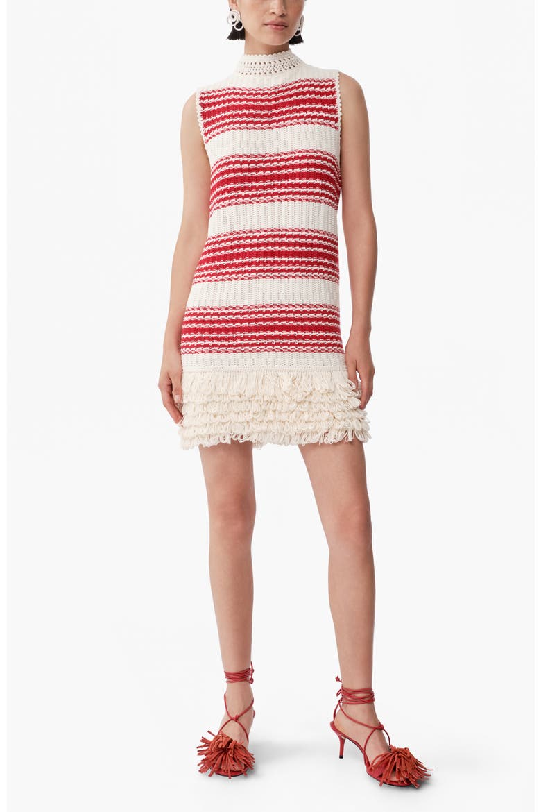 Moray Mock Neck Knitted Cotton Mini Dress, Main, color, Red/White