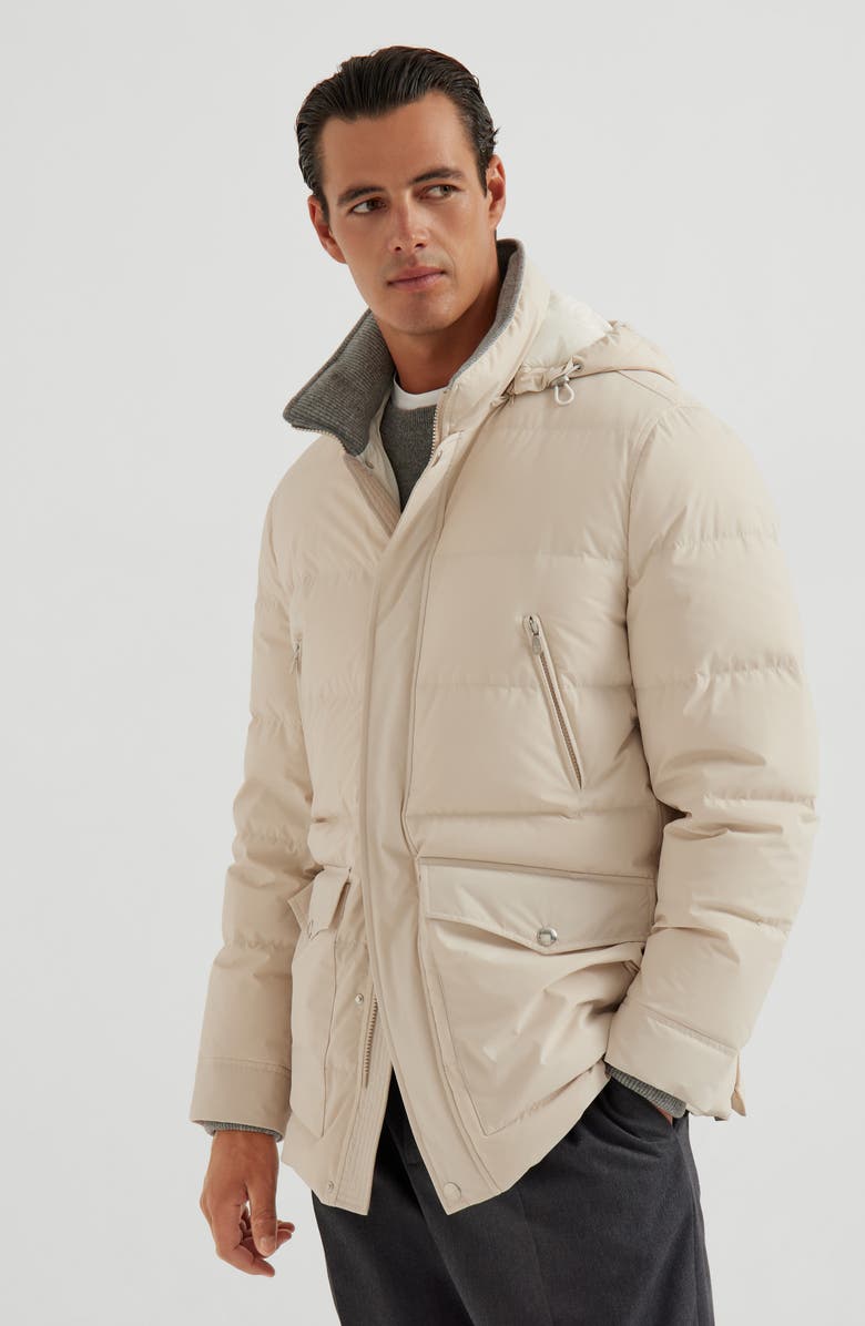 Brunello Cucinelli Taffeta down jacket, Alternate, color, Oat