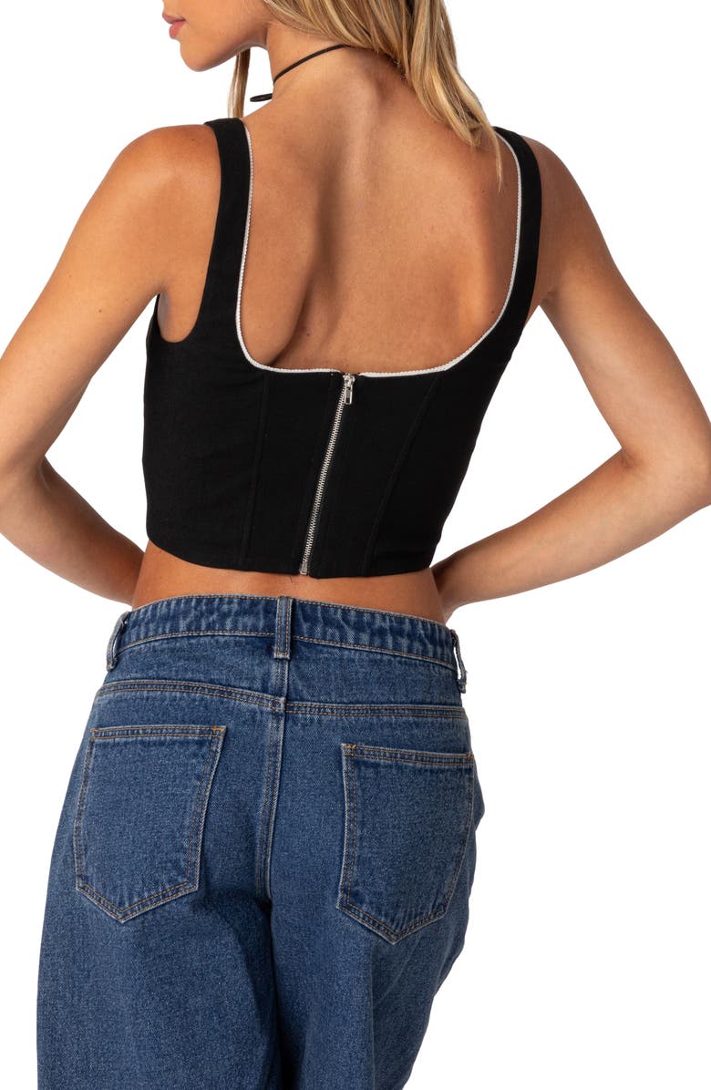 EDIKTED Sailor Piped Corset Tank, Alternate, color, Black