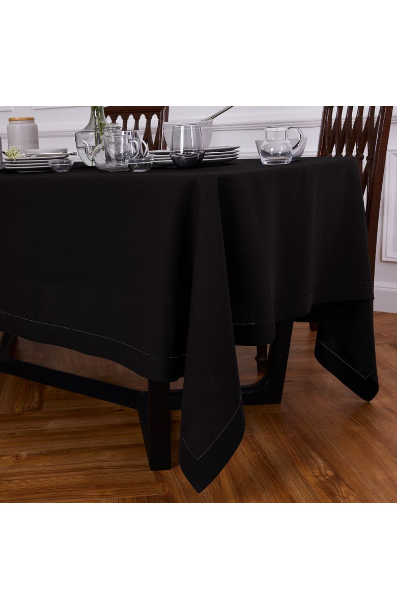 Solino Home Linen Tablecloth - Sonoma Hemstitch, Alternate, color, Black