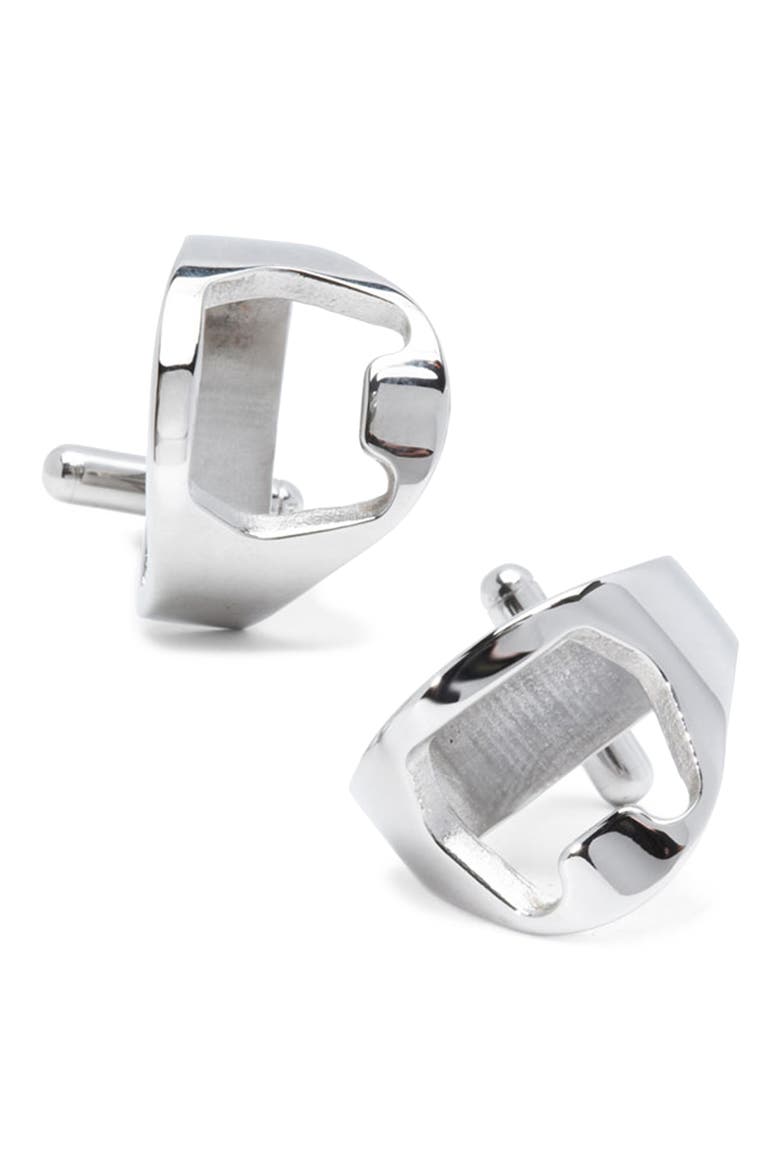 Bottle Opener Cuff Links, Main, color, SILVER
