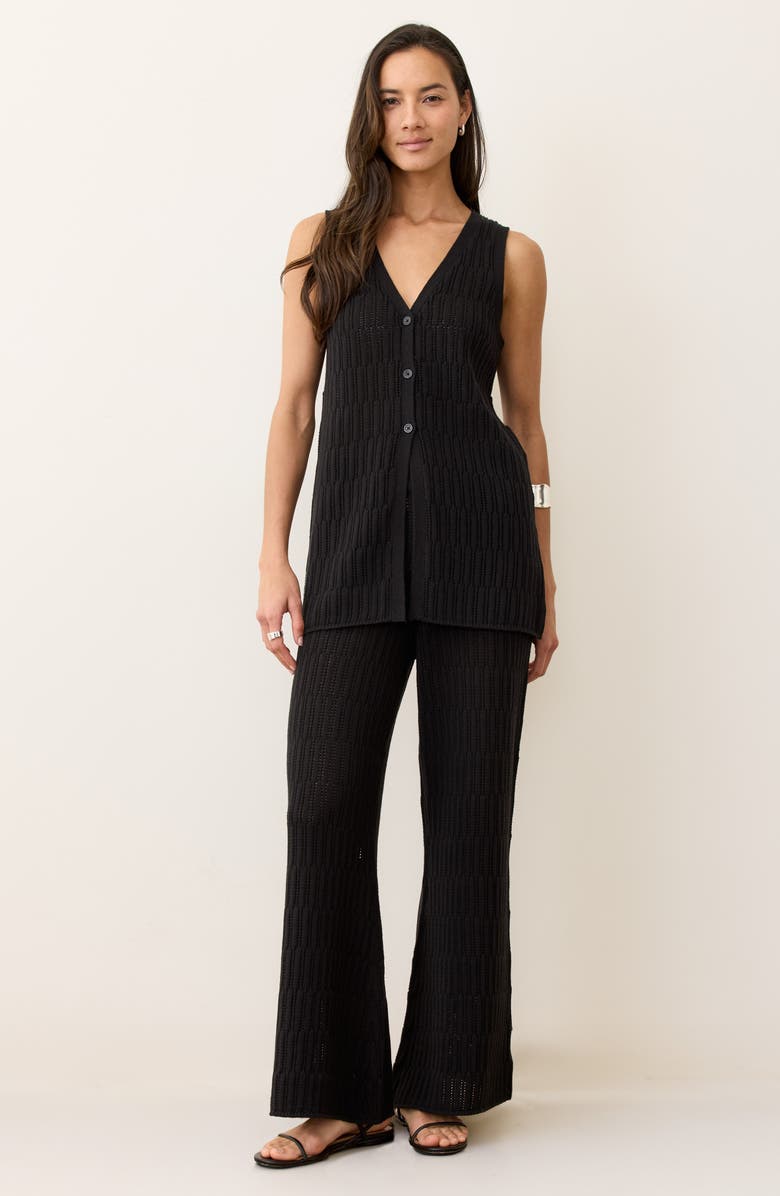 Marine Layer Ray Open Stitch Wide Leg Sweater Pants, Alternate, color, 