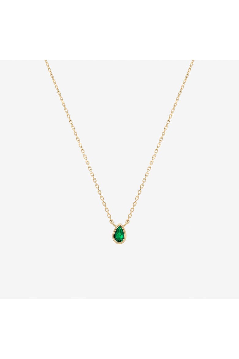Sterling Silver 18k Gold Plated Ivy Emerald Necklace Dainty Minimalist, Main, color, Gold