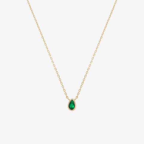 Sterling Silver 18k Gold Plated Ivy Emerald Necklace Holiday Gift Idea
