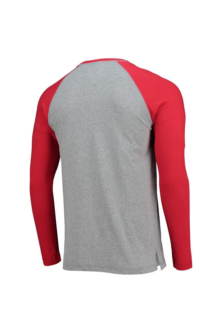 Men's Red/Heathered Gray Nashville Sounds Long Sleeve Baseball T-Shirt, Alternate, color, Gray
