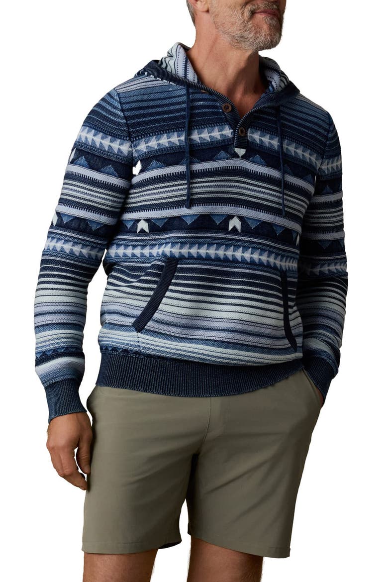 Geo Stripe Organic Cotton Hoodie, Main, color, INDIGO RISING SKY