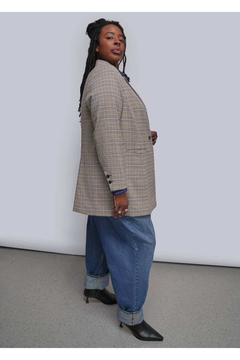 The Empower Plaid Double Breasted Blazer, Alternate, color, MOCHA