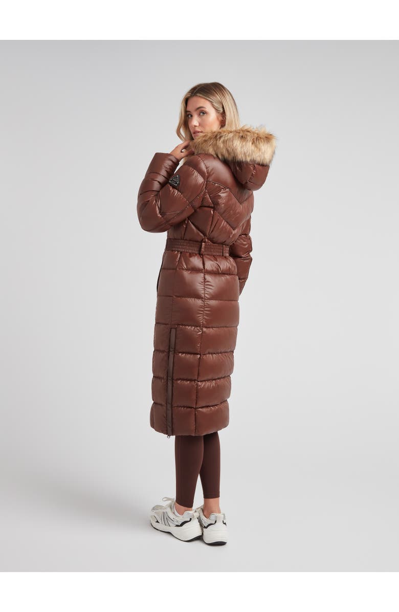 JACK1T Diamond Belted Extra Long Down Coat, Alternate, color, Mid Brown/Natural