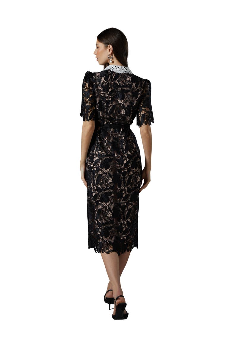 Short Sleeve Lace Shirt Dress, Alternate, color, Black