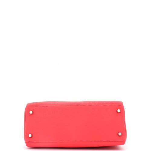 Pre-owned Hermes  Hermes Kelly Handbag Red Clemence With Palladium Hardware 28 In Red