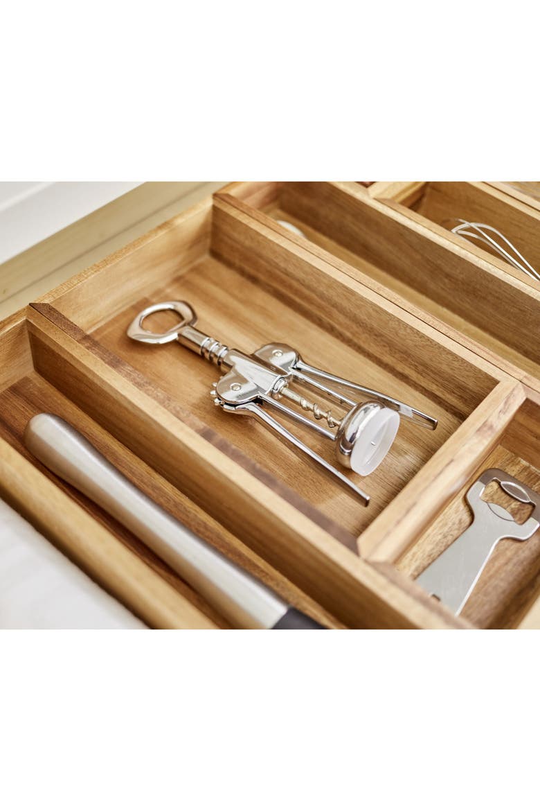 Acacia Wood Kitchen Drawer Organizer - Set of 3 - Natural, Alternate, color, Natural