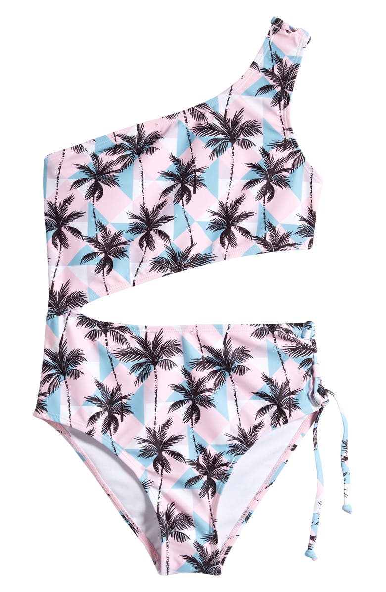 Ava & Yelly Kids' Cutout One-Piece Swimsuit, Main, color, 