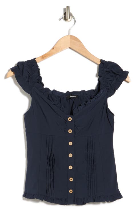 Cap Sleeve Button Top