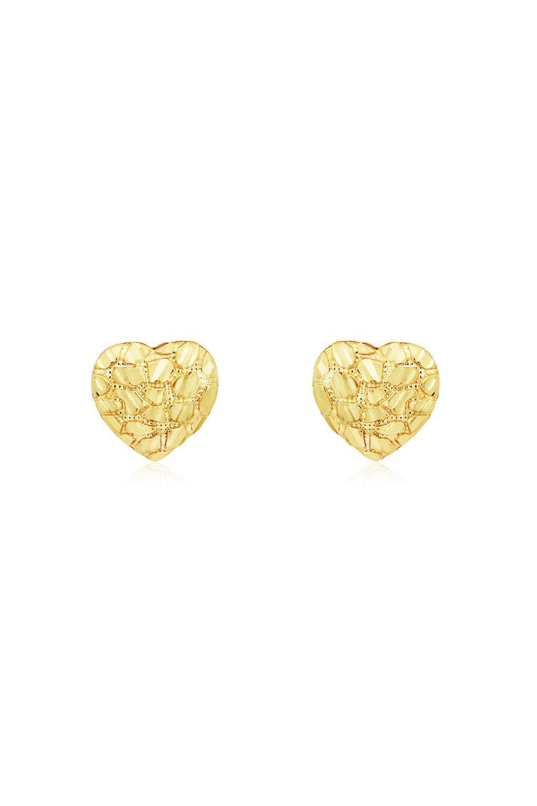 Gold Rockstud Heart Stud Earrings, Alternate, color, Yellow Gold