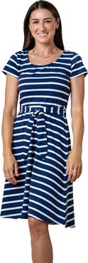 Hope & Henry Women's Organic Cotton Tie-Waist Knit Dress
