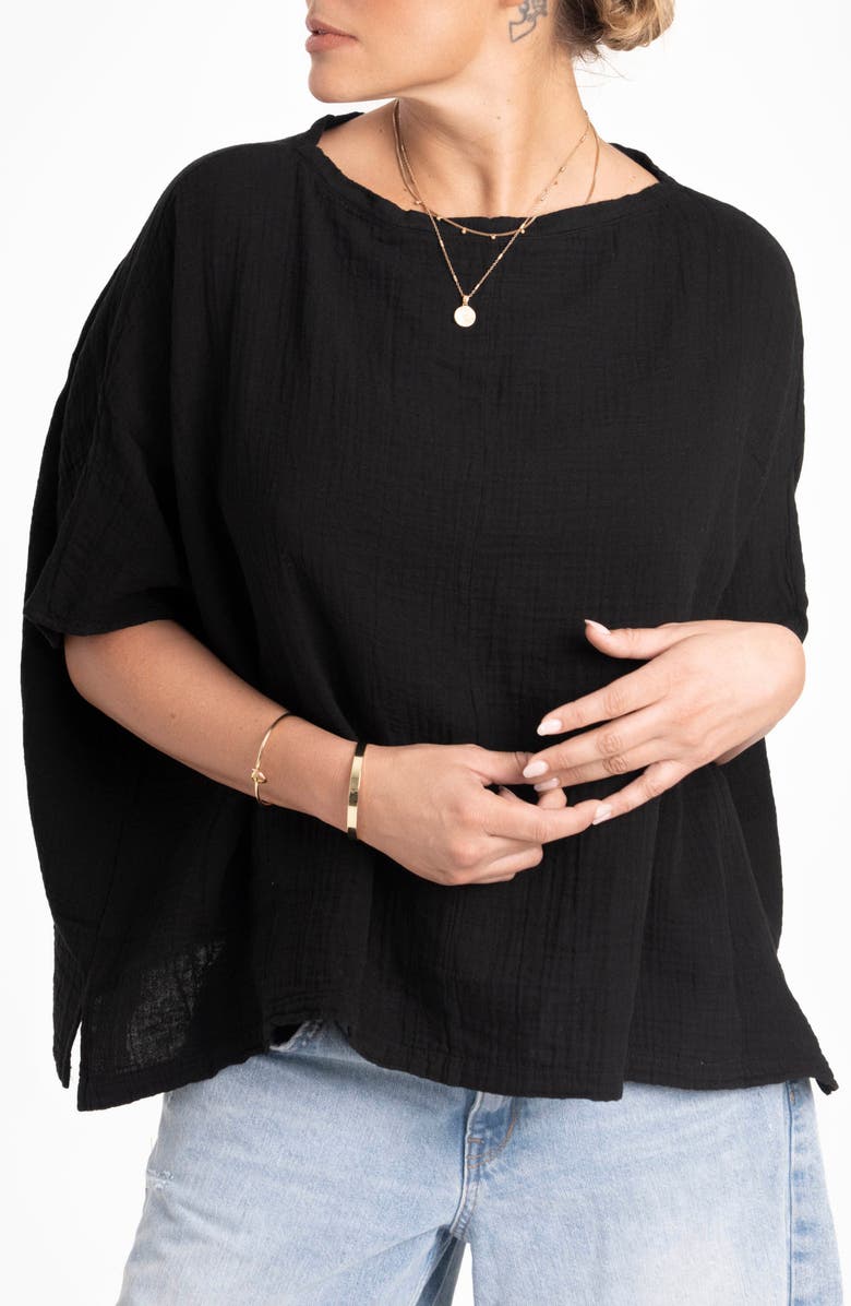 ocean+main Square Gauze Top, Alternate, color, Black