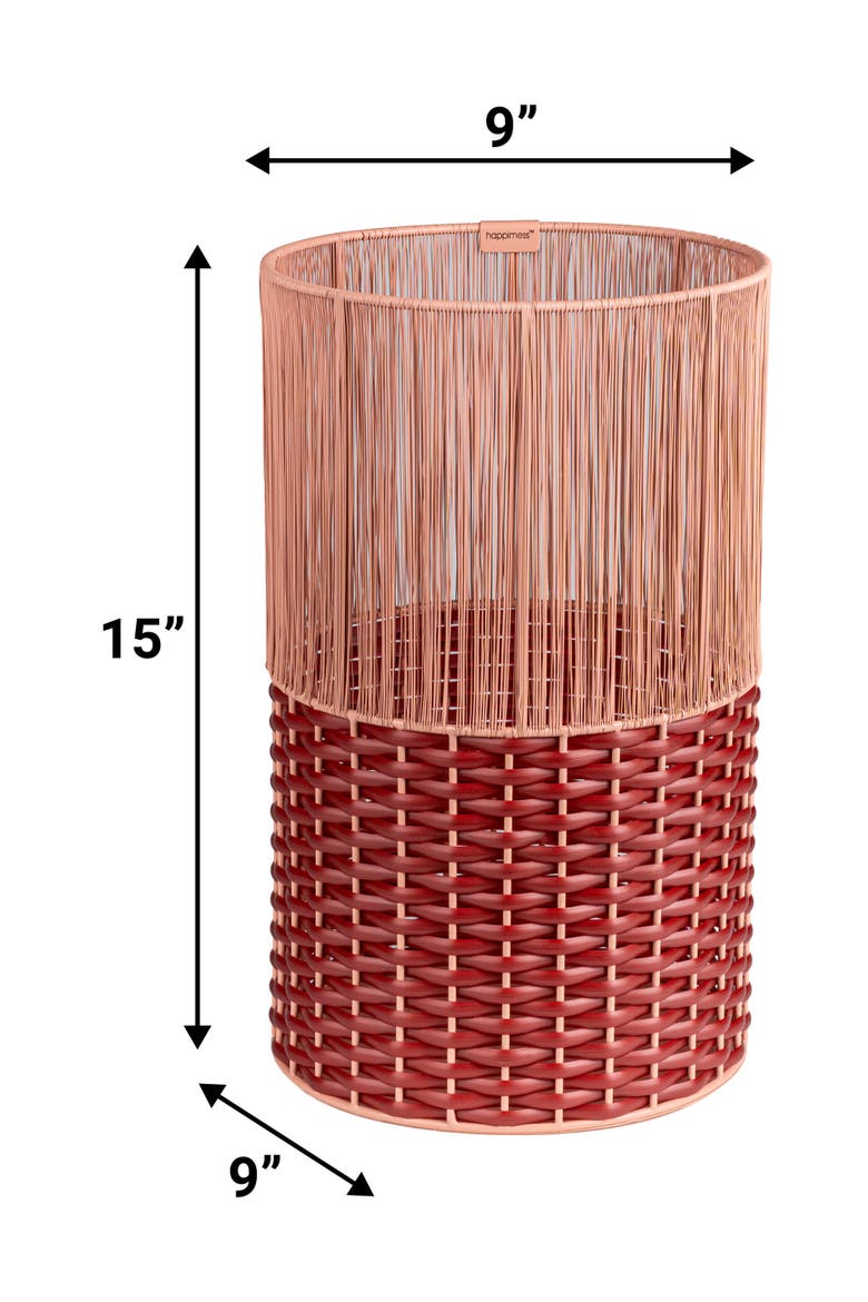 Harper Modern 2-Tone Faux Wicker Cylinder Waste Basket, Alternate, color, Pink/Red