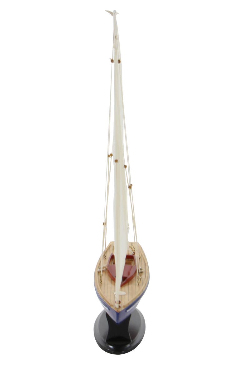 Dark Brown Wood Sailboat Sculpture with Lifelike Rigging, Alternate, color, DARK BROWN