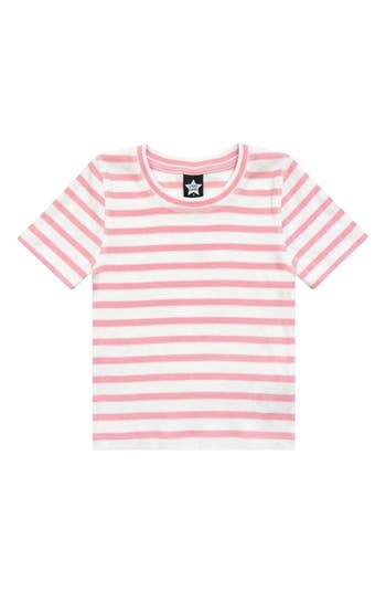 Pixielane Kids' Striped Ribbed Tee In Pink