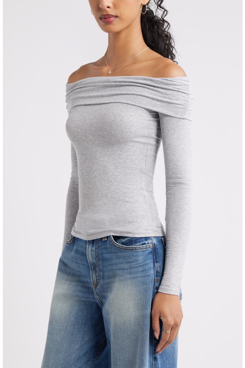 Rib Off the Shoulder Top, Alternate, color, GREY SOFT HEATHER