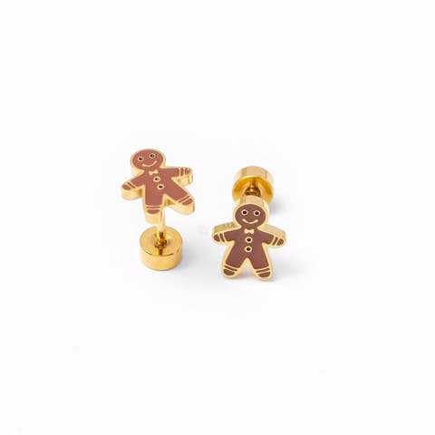 Gingerbread Man Stud Earrings