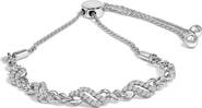 Haus of Brilliance Silver 1/2 Cttw Diamond Double Wave Bolo Bracelet