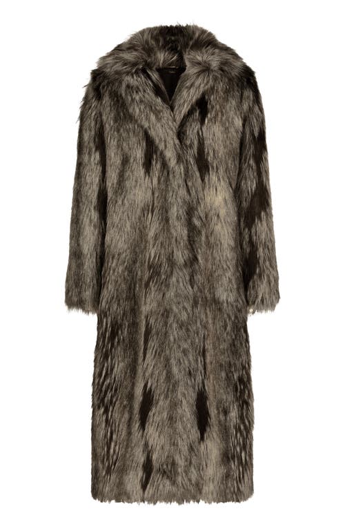 Lyla Grant Fur-free Fox (faux Fur) Long Coat In Gray