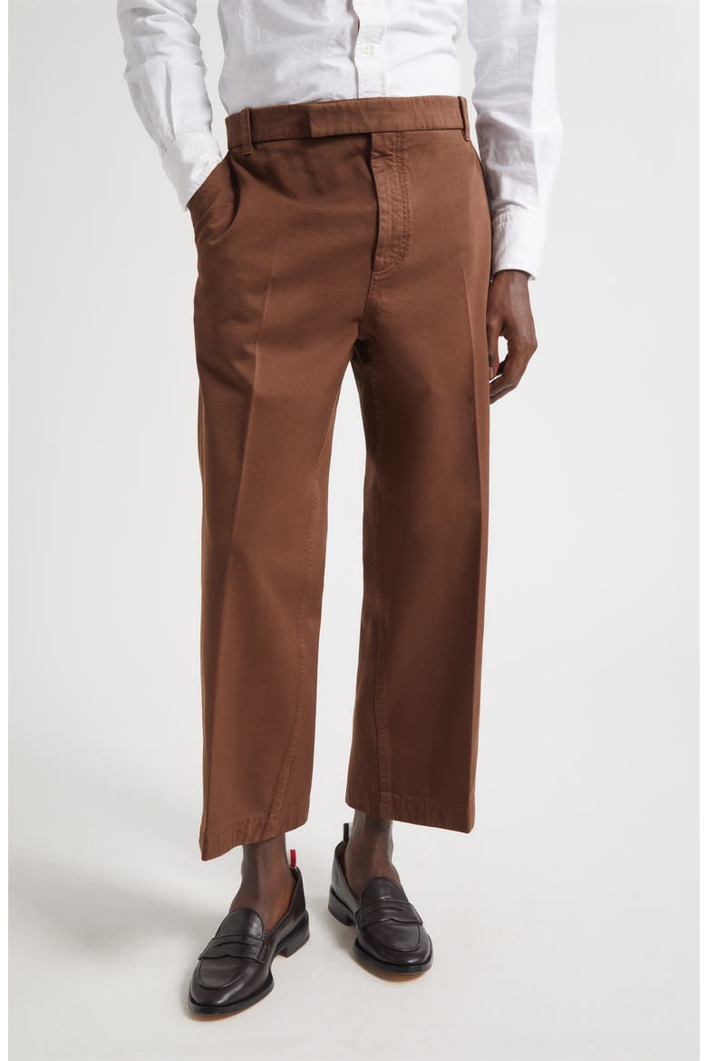 Cotton Twill Crop Chinos, Main, color, BROWN