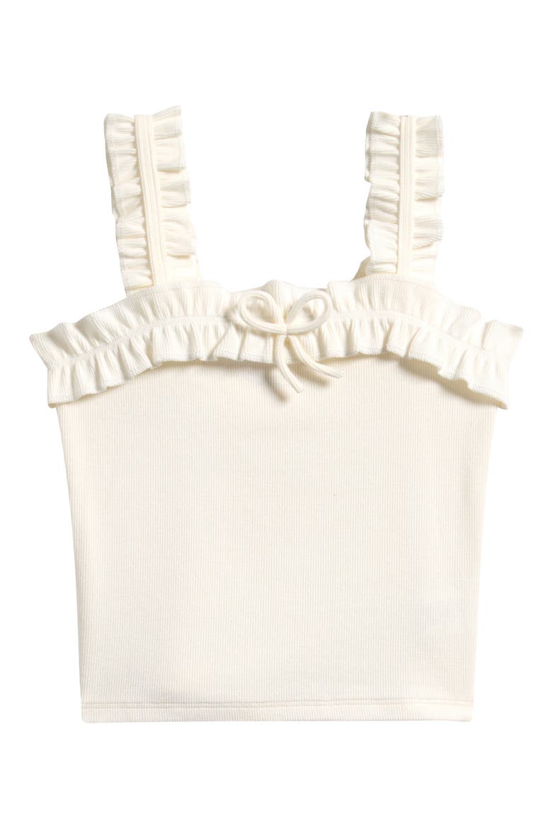 Kids' Ruffle Bow Rib Tank, Main, color, ECRU