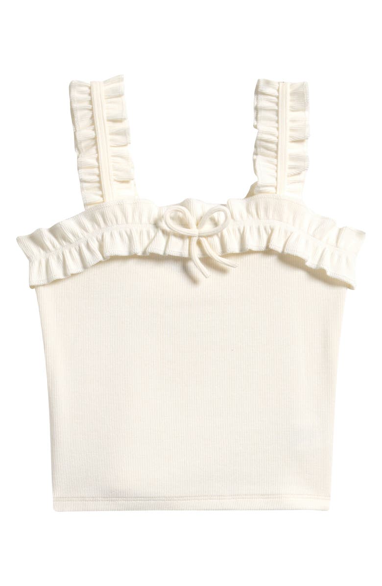 TENLY Kids' Ruffle Bow Rib Tank, Main, color, Ecru