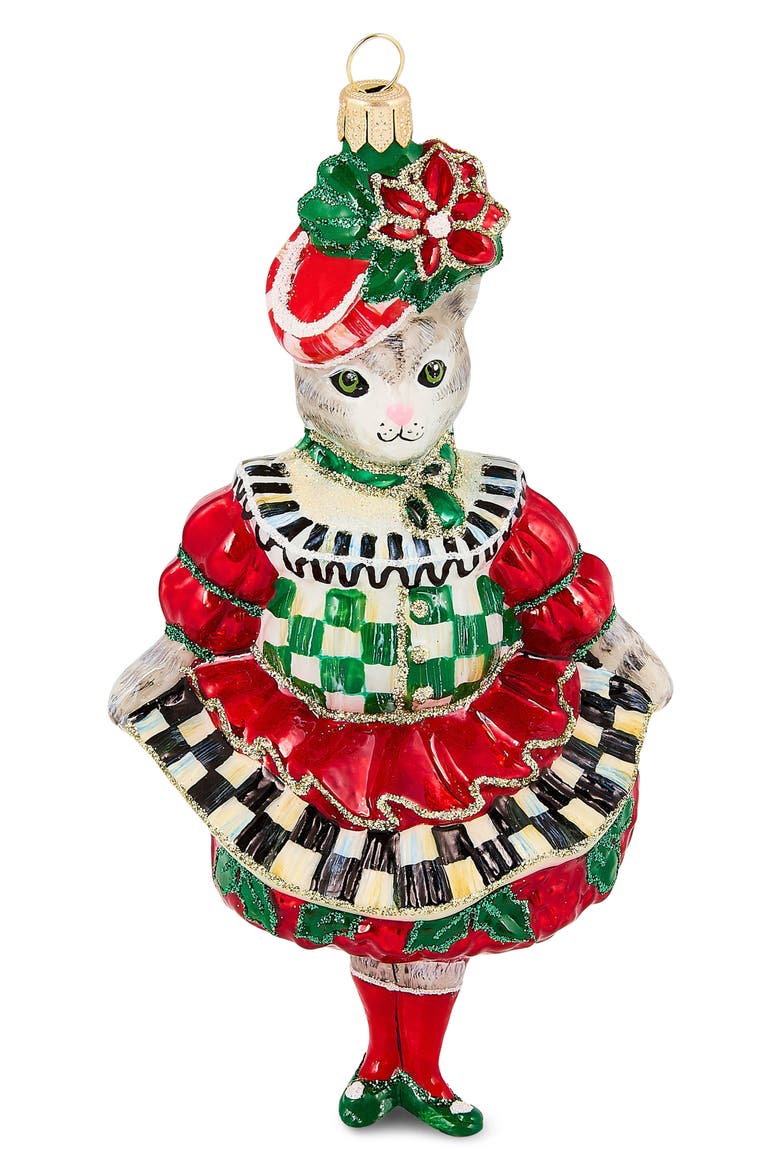 Check it Out Miss Kitty Glass Ornament, Main, color, RED