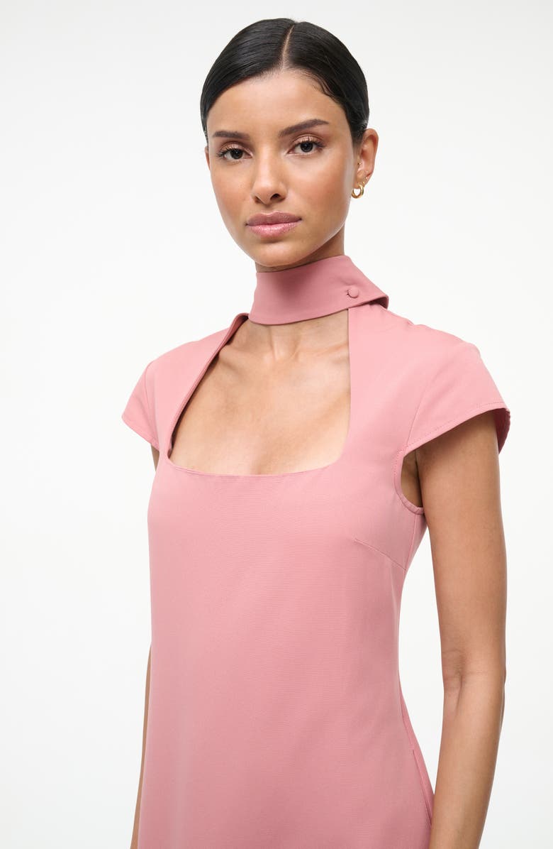 STAUD Ingrid Scarf Cap Sleeve A-Line Dress, Alternate, color, Rosewater