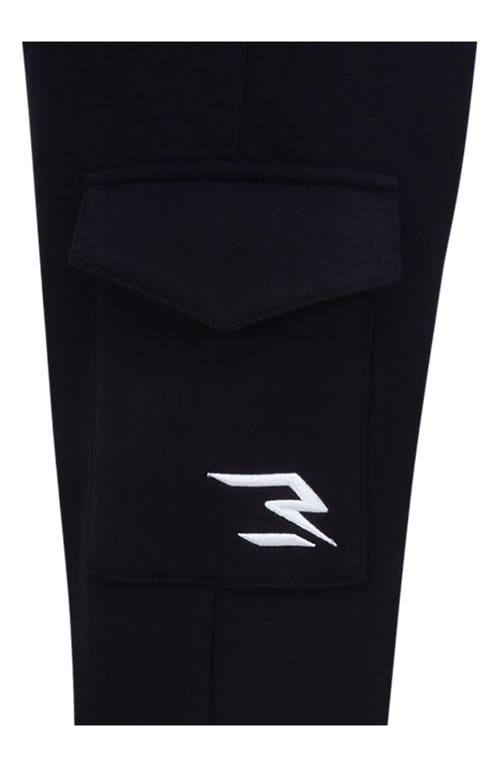 3 Brand Kids' Fleece Cargo Joggers In Black