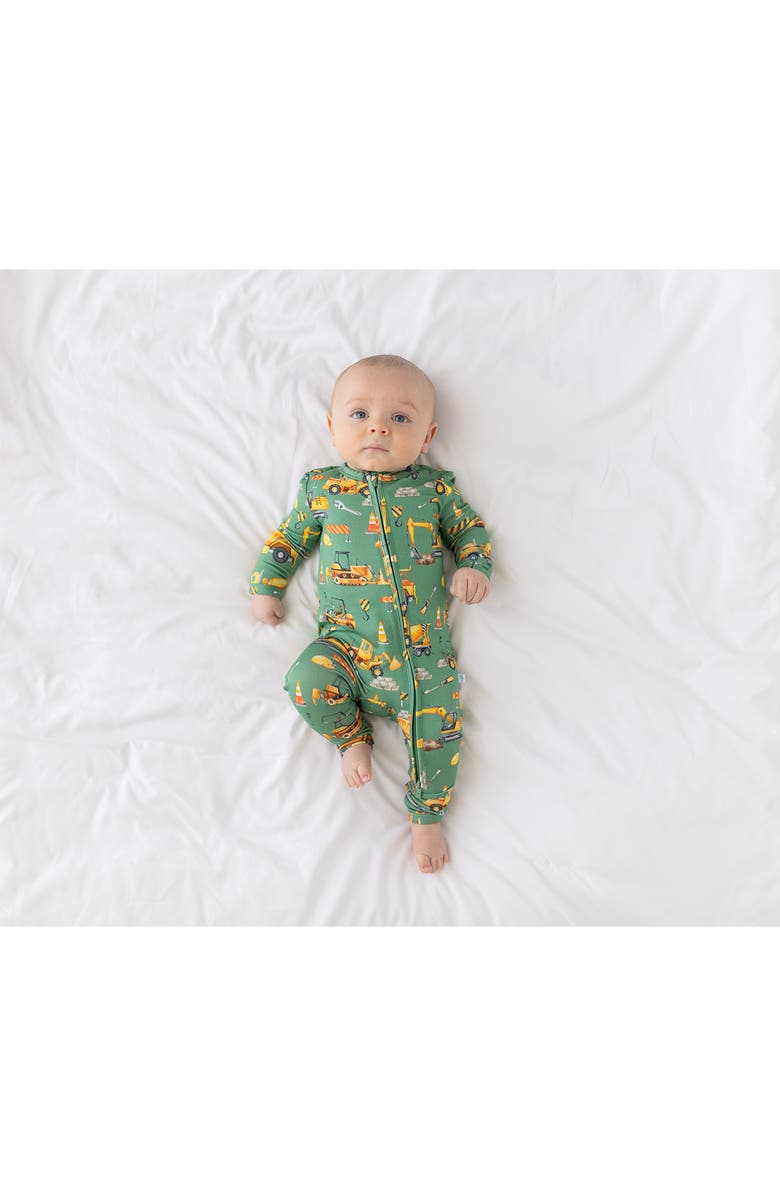 Posh Peanut Crawford Heavy Equipment Print Fitted Convertible Footie Pajamas, Alternate, color,