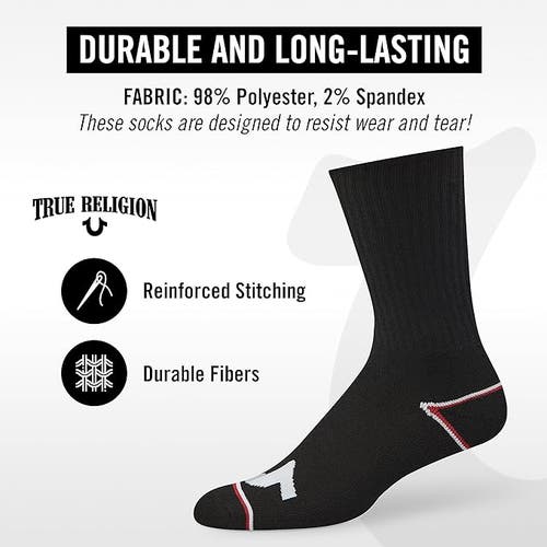 True Religion 8 Pairs Premium Athletic Crew Socks In Multi