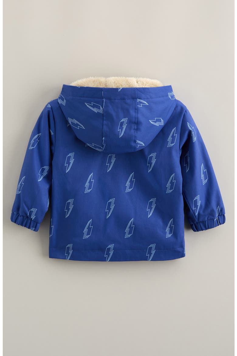 High Pile Fleece Lined Hooded Raincoat, Alternate, color, BLUE BEAUCOUP BOLTS