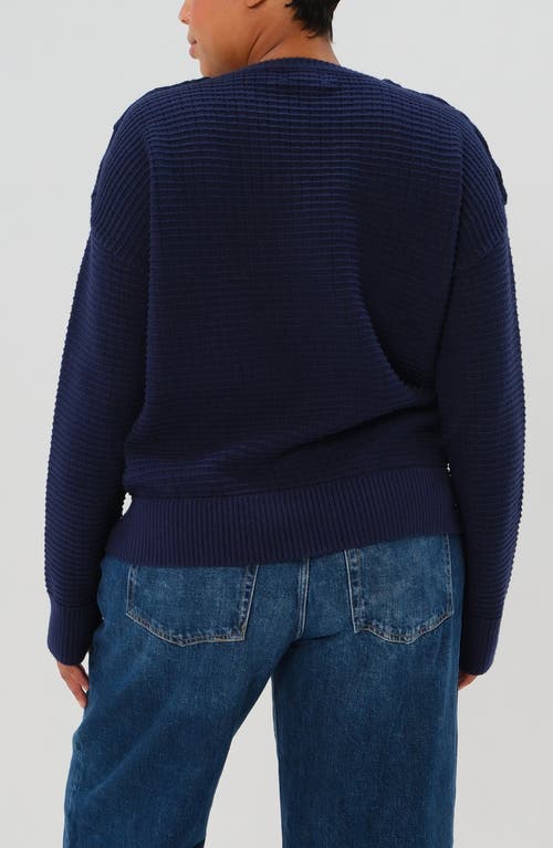 Marion Maternity & Nursing Sweater With Button Detail & Hidden Thumbhole Feature In Blue