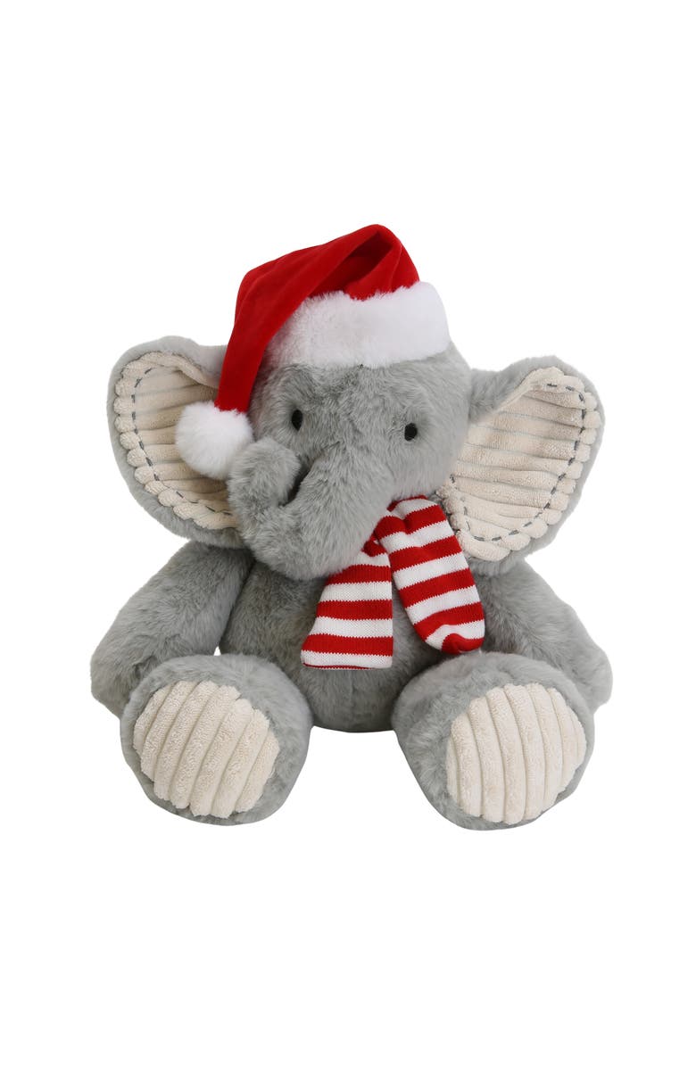 Lambs & Ivy Jett Elephant Holiday/Christmas Plush Stuffed Animal Toy, Main, color, Gray