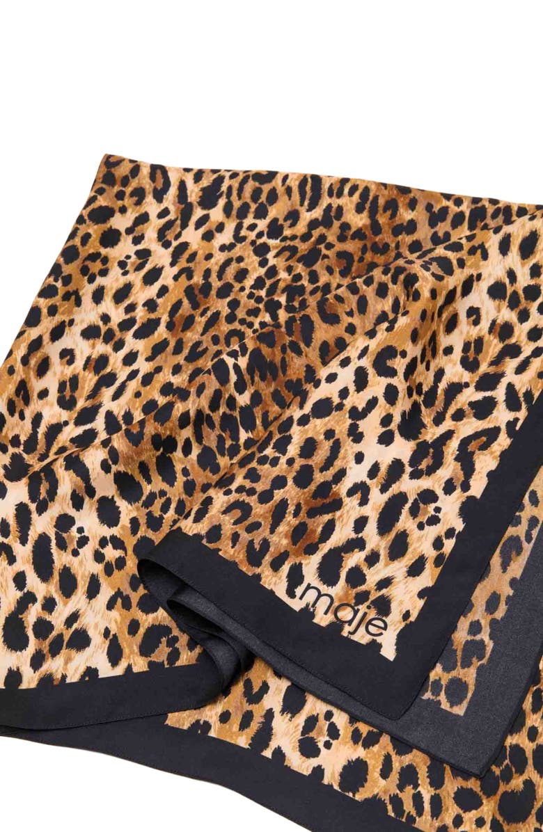 maje Leopard print scarf, Alternate, color, 