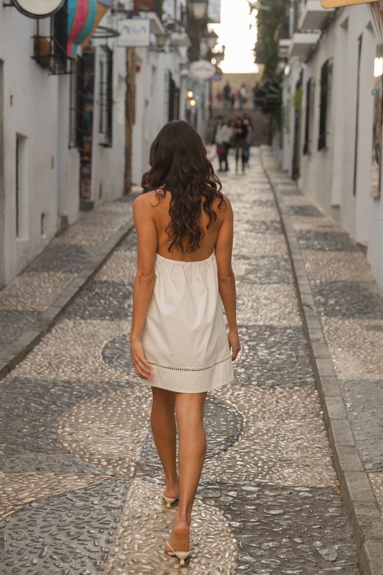 Lunar Openback Cotton Polo Dress, Alternate, color, White
