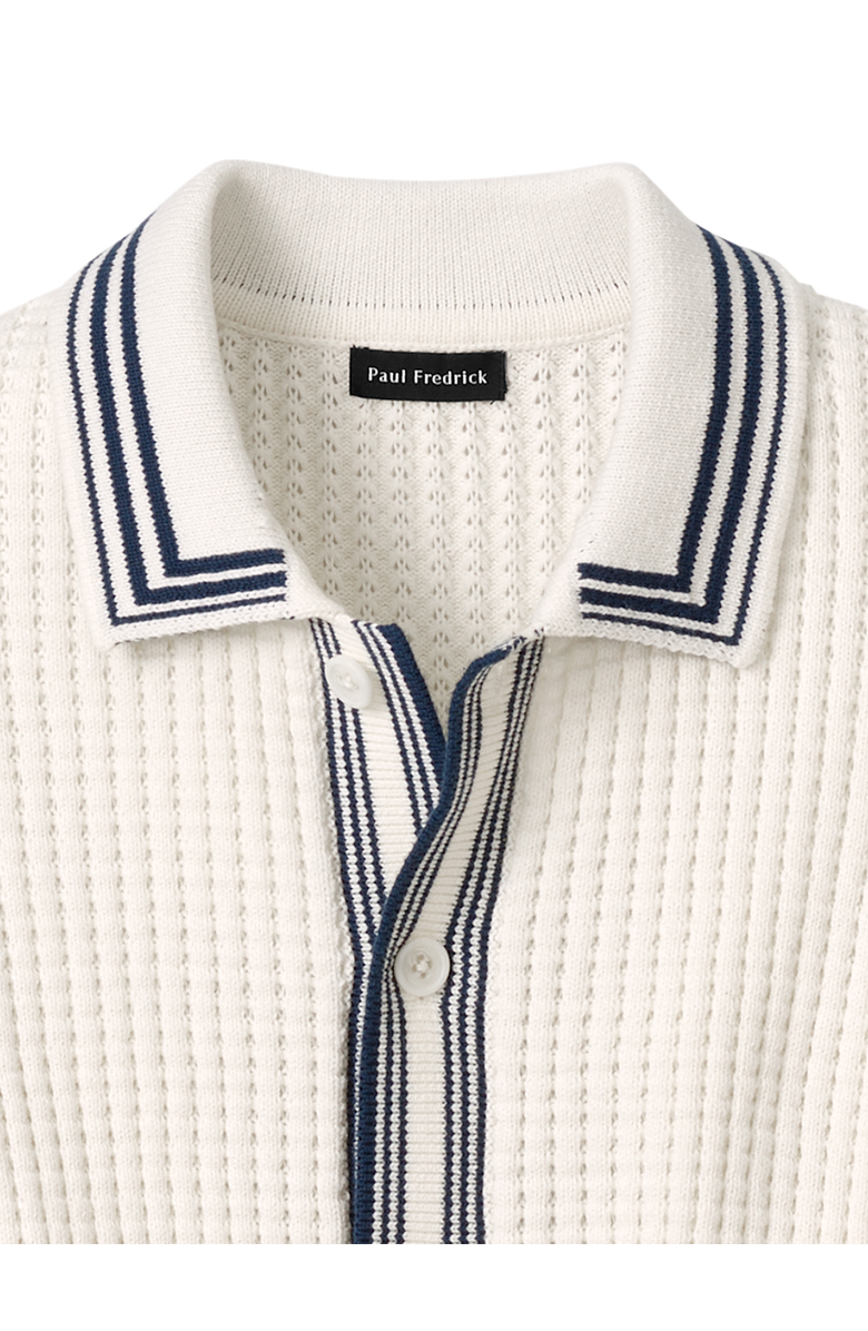 Paul Fredrick Cotton Button Front Polo Long Sleeve, Alternate, color, Ivory