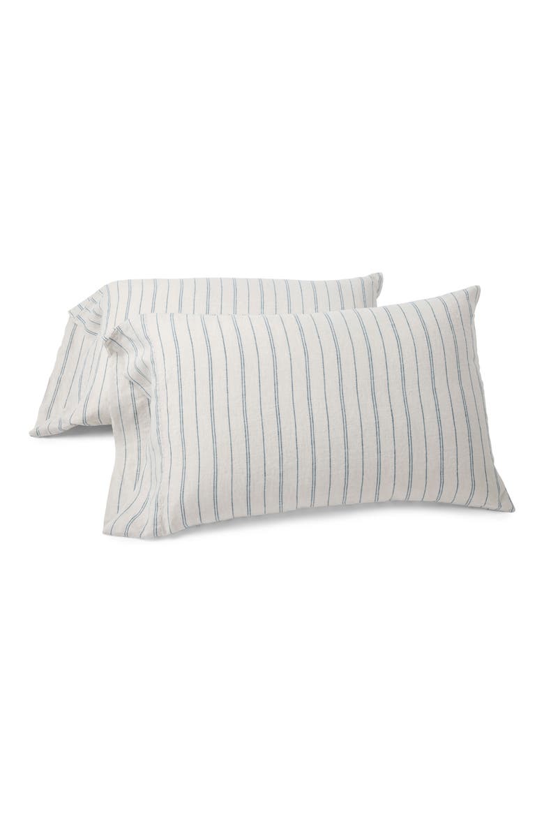 Relaxed Organic Linen Set of 2 Pillowcases, Main, color, FOG CHAMBRAY/ INDIGO STRIPE
