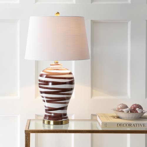 Jonathan Y Joelie 29in Ceramic Led Table Lamp In Brown/white