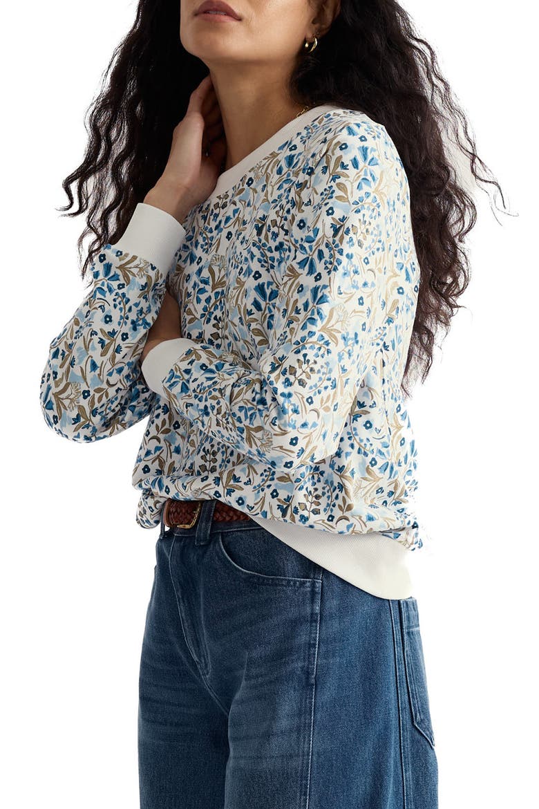 Bright Wave Organic Cotton Sweatshirt, Alternate, color, WOODLAND FLORAL CHALK